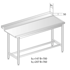 Vykládací stůl pro myčky nádobí z nerezové oceli 1800x700x850 mm | DORA METAL, DM-3248