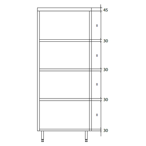 Dvojitá skladovací skříň z nerezové oceli s posuvnými dveřmi a policemi 1200x700x2000 mm | DORA METAL, DM-3305.02