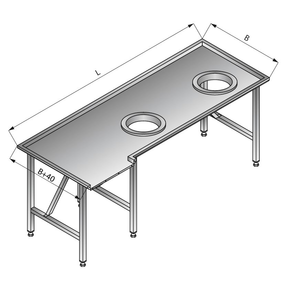 Třídící stůl pravý, 2200x1200x850 mm | LOZAMET, LO308/2212