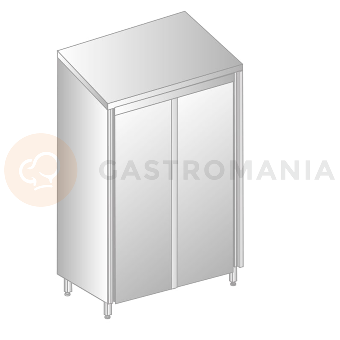 Dvojitá skladovací skříň se šikmou stříškou z nerezové oceli s posuvnými dveřmi a nastavitelnými policemi 1400x500x2000 mm | DORA METAL, DM-3310.05