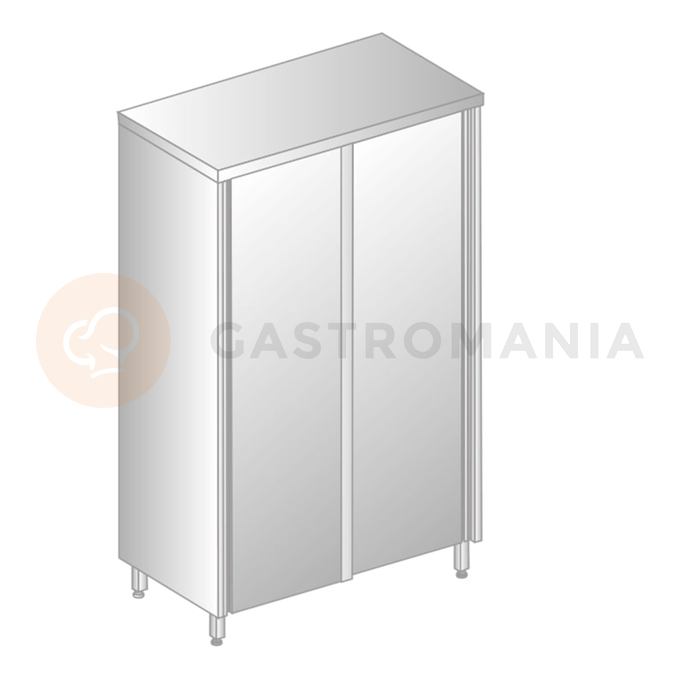 Dvojitá skladovací skříň z nerezové oceli s posuvnými dveřmi a policemi 1100x500x2000 mm | DORA METAL, DM-3305.01