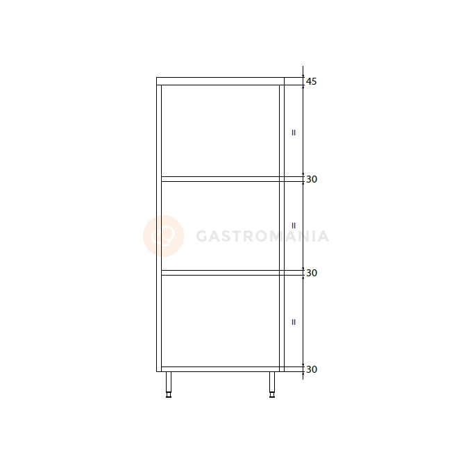 Dvojitá skladovací skříň z nerezové oceli s posuvnými dveřmi a policemi 1100x500x2000 mm | DORA METAL, DM-3305.01