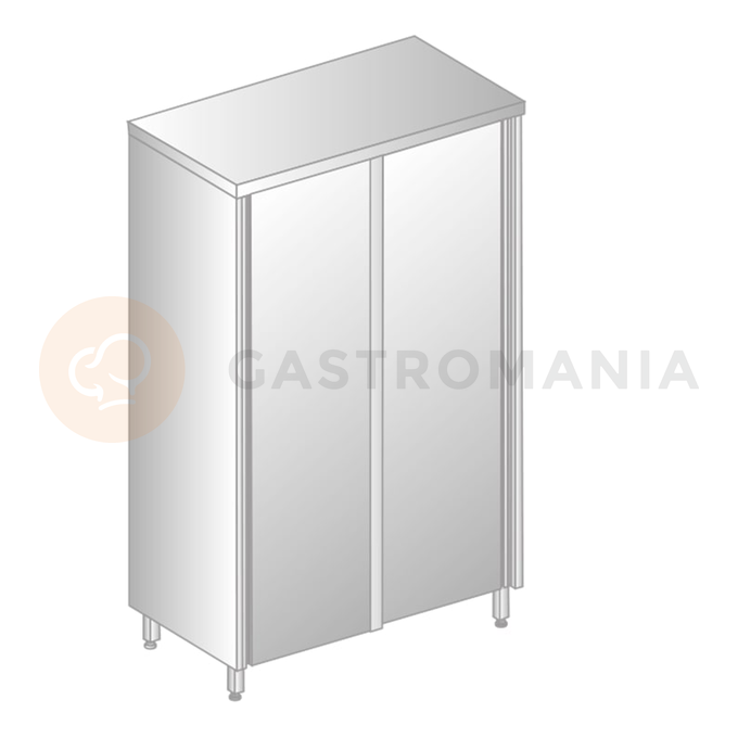 Dvojitá skladovací skříň z nerezové oceli s posuvnými dveřmi a policemi 1200x700x2000 mm | DORA METAL, DM-3305.01