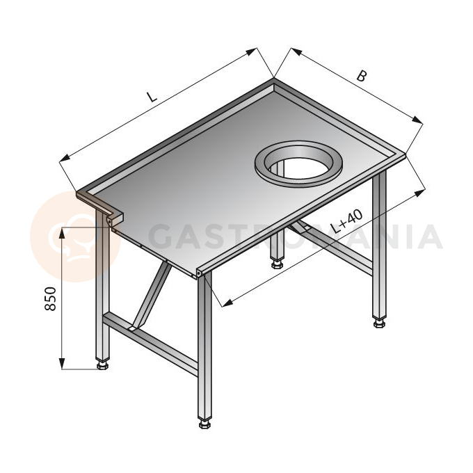 Jednoduchý třídící stůl, pravý, 1200x800x850 mm | LOZAMET, LO302/1280