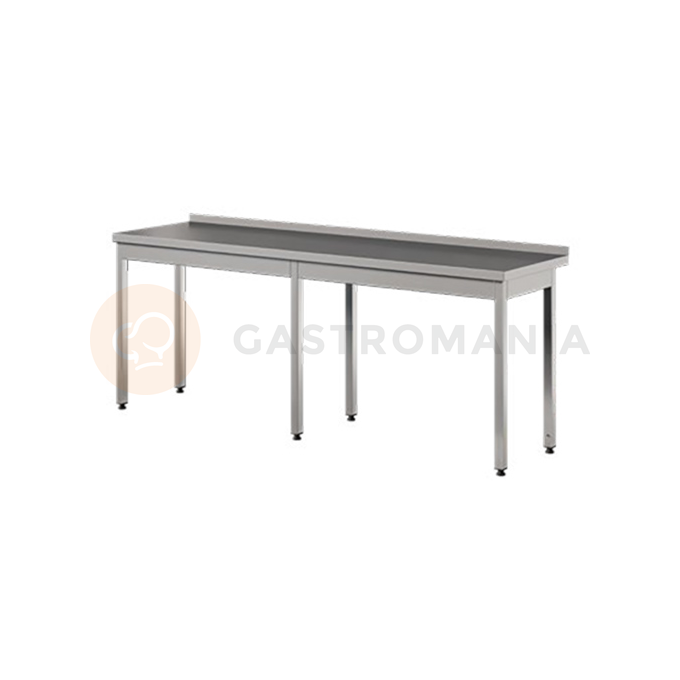 Přístěnný stůl z nerezové oceli, nohy bez vyztužení 2700x600x850 mm | ASBER, WT-276-PL