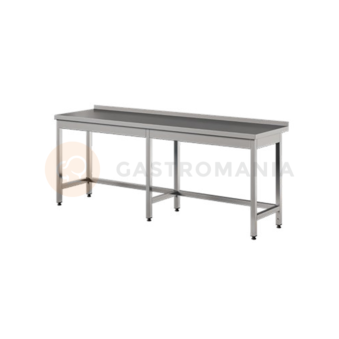 Přístěnný stůl z nerezové oceli, zpevněné nohy 2400x700x850 mm | ASBER, WT-247-PL-B