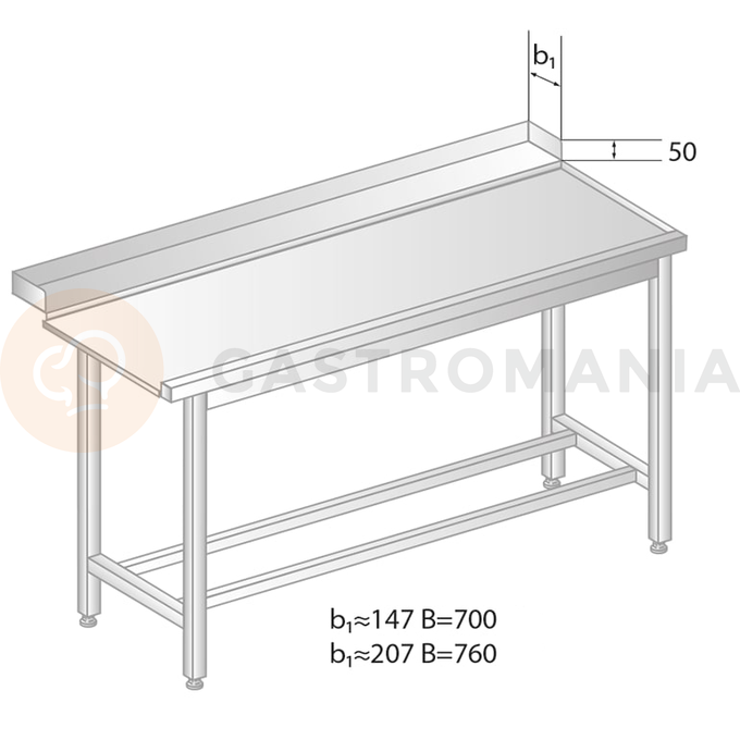 Vykládací stůl pro myčky nádobí z nerezové oceli 1800x700x850 mm | DORA METAL, DM-3248