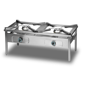 Taboret grzewczy dwupalnikowy, gazowy, 2x9 kW, 1160x580x500 mm | LOZAMET, GLTB.58.0/9